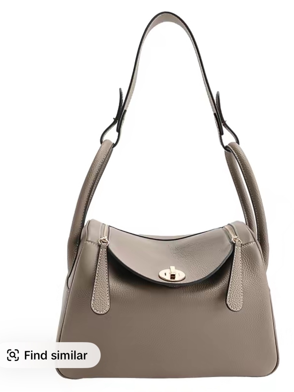 Classic Taupe Leather Shoulder Bag